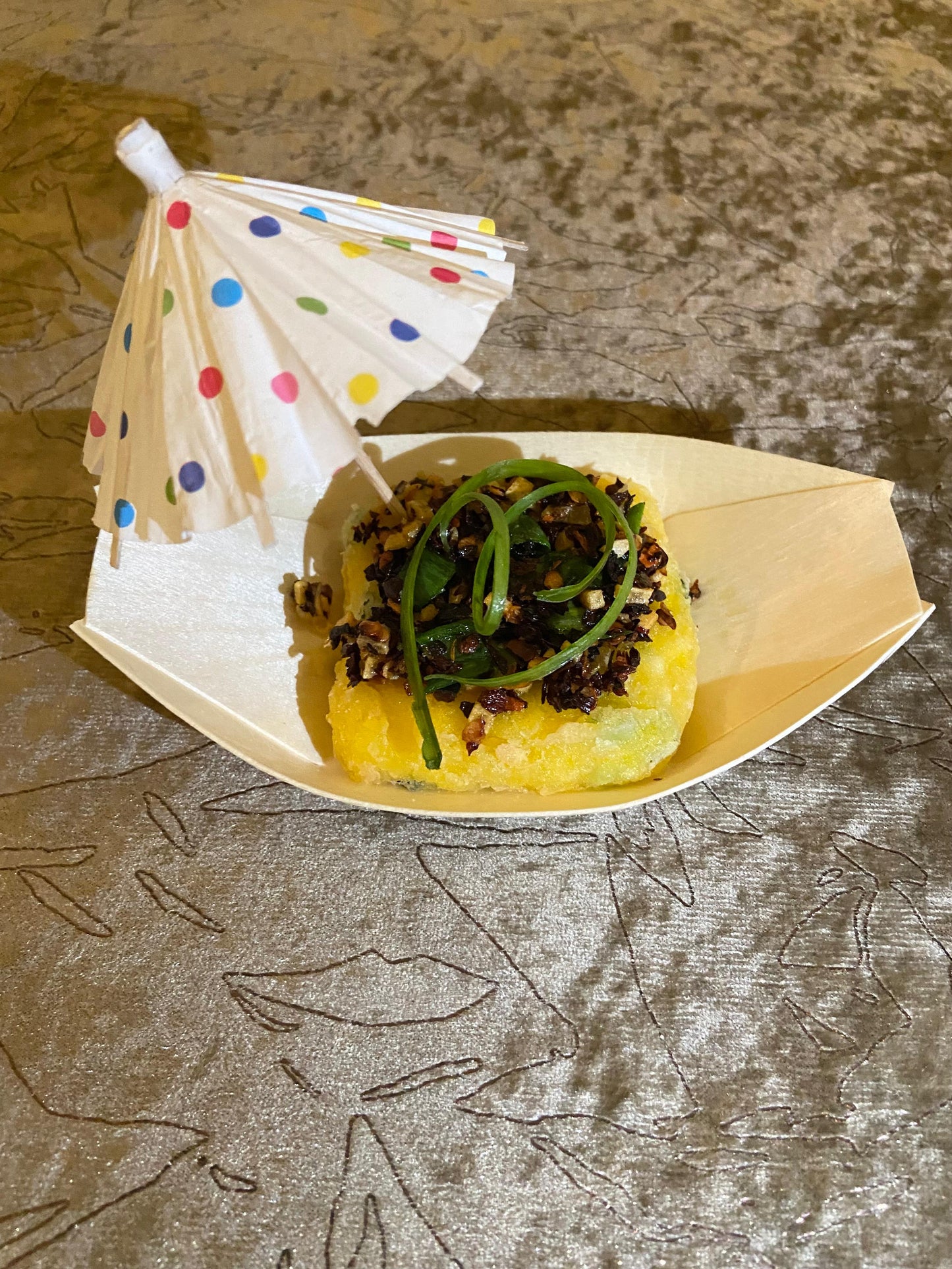 Crispy Corn Curd With Celery and Chili Crisp